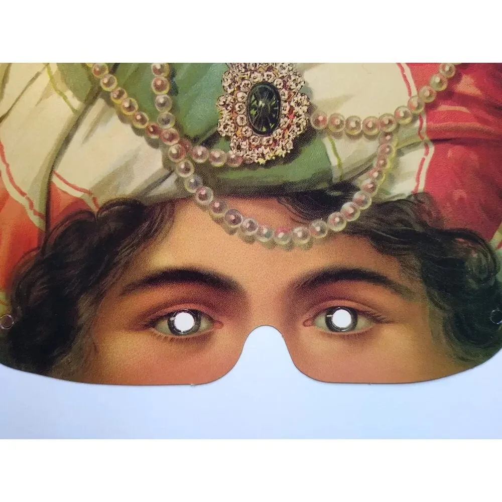 Vintage Turban Jewel Eye Mask Costume Accessory Cardboard
